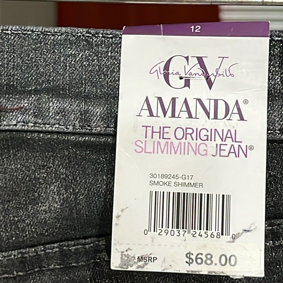 Gloria Vanderbilt Women’s Size 12 Amanda Classic Rise Shimmer Tapered Leg Jeans - Picture 4 of 12